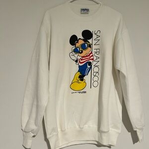 Disney White Crewneck with Mickey Graphic